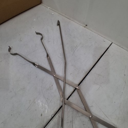 2PC FIRE PIT POKER AND TONGS - 40" - STAINLESS STEEL image 3