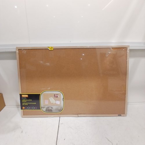 QUARTET NATURAL CORK BULLETIN BOARD - 23" X 35" - WOOD FINISH image 2