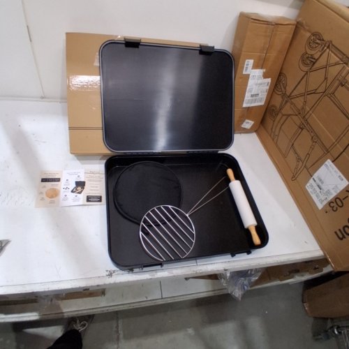 EASYKNEAD ROTI BOX WITH LID AND ROLLING PIN - MAKING BOX FOR CHAPATI, PARATHA, PURI -19.7" X 15.4" X 3" - BLACK image 2