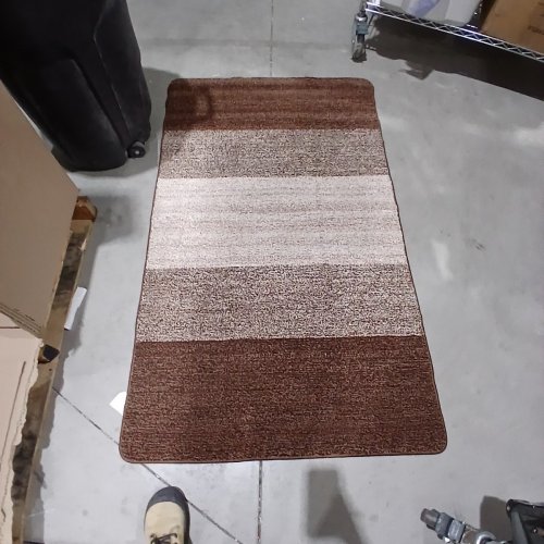 STRIPED INDOOR NON-SLIP WASHABLE FRONT DOOR MAT - 3FT X 5FT - BROWN AND CREAM image 2