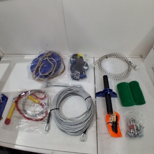 CTSC ZIPLINE KIT WITH STAINLESS STEEL SPRING BRAKE AND SEAT FOR BACKYARD/OUTDOORS - 150FT - 250LB MAX- BLUE image 2