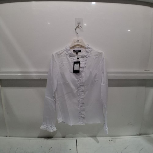 WOMEN'S BARILOCHE RUFFLED BLOUSE - SMALL / MEDIUM - 38 - WHITE (STYLE: AYNA) image 2
