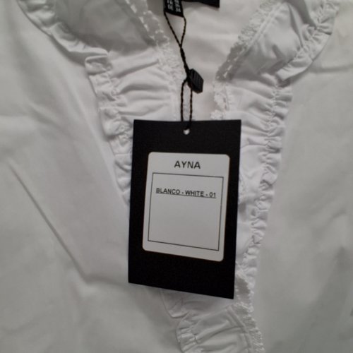 WOMEN'S BARILOCHE RUFFLED BLOUSE - SMALL / MEDIUM - 38 - WHITE (STYLE: AYNA) image 4