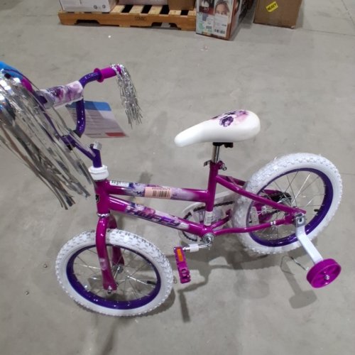 KIDS HUFFY BICYCLE WITH TRAINING WHEELS - 16" WHEELS - PURPLE / PINK (MODEL:51814C) image 3