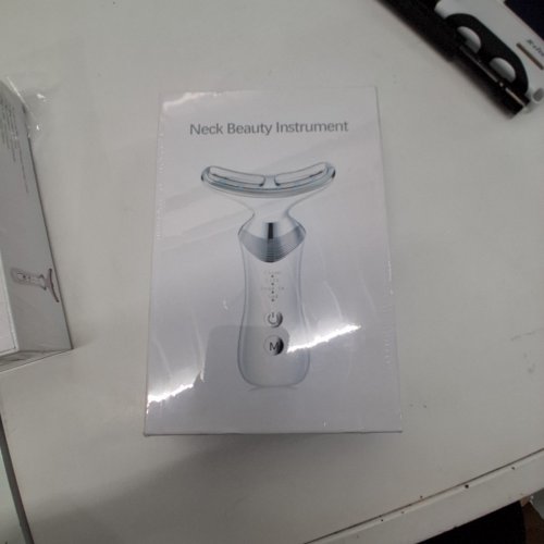BEAUTY NECK SKIN CARE FACE MASSAGER INSTRUMENT WITH LED THERAPY - WHITE image 2
