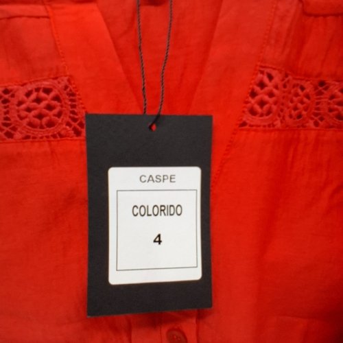 WOMEN'S BARILOCHE LACE-TRIM BUTTON-UP BLOUSE - SMALL / MEDIUM - 38 - RED (STYLE : CASPE) image 5