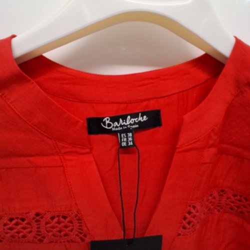 WOMEN'S BARILOCHE LACE-TRIM BUTTON-UP BLOUSE - SMALL / MEDIUM - 38 - RED (STYLE : CASPE) image 6