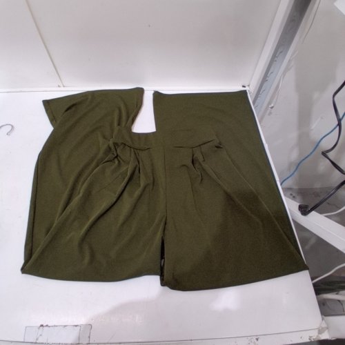 WOMEN'S FLARE LOUNGE PANTS WITH POCKETS - SMALL - OLIVE GREEN image 3