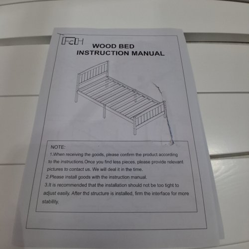 FCH WOODEN PLATFORM BED FRAME - TWIN - WHITE image 4