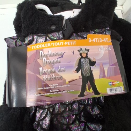 KID'S PALAMON DARKNESS DRAGON COSTUME - 3-4T - BLACK/SILVER image 3