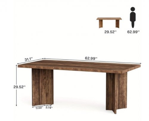 TRIBESIGNS FARMHOUSE STYLE WOODEN EXECUTIVE DESK - 63" X 31" X 30" - DARK BROWN - (MODEL: HOGA-JW0880X) image 2