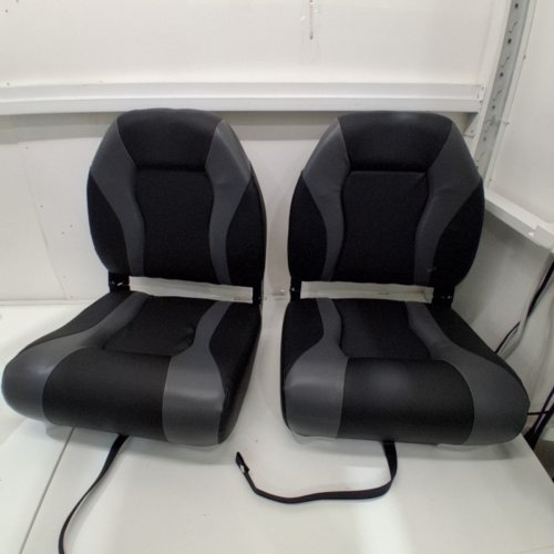 2PK GARVEE ERGONOMIC WATER & UV RESISTANT FOLDING BOAT SEATS - BLACK / GREY image 2