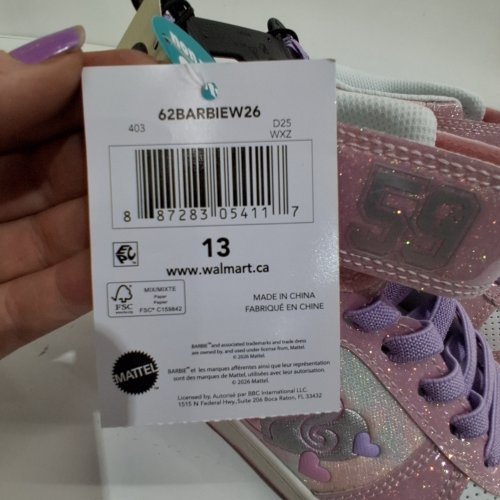 GIRL'S BARBIE HIGH-TOP SNEAKERS - 13 - PINK/PURPLE (STYLE: 62BARBIEW26) image 2