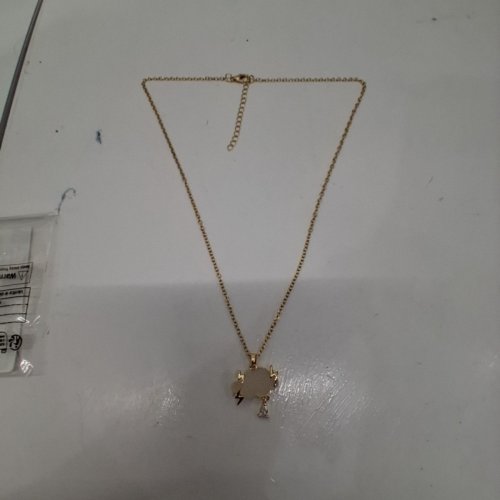 STORMY CLOUD LIGHTNING ADJUSTABLE PENDANT NECKLACE - GOLD TONE/WHITE image 3