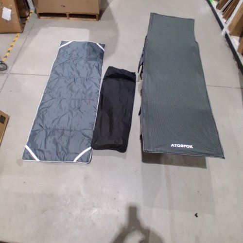 ATORPOK FOLDING PORTABLE CAMPING COT WITH EXTRA REMOVEABLE MATRESS PAD - 500LB CAPACITY - 31.5" - GREY/GREEN image 2