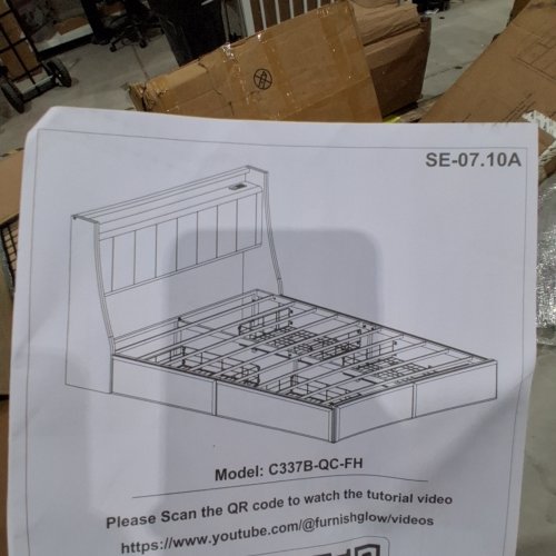 UINTAI UPHOLSTERED BED FRAME WITH HEADBOARD AND 4 STORAGE DRAWERS - QUEEN - GREY image 2