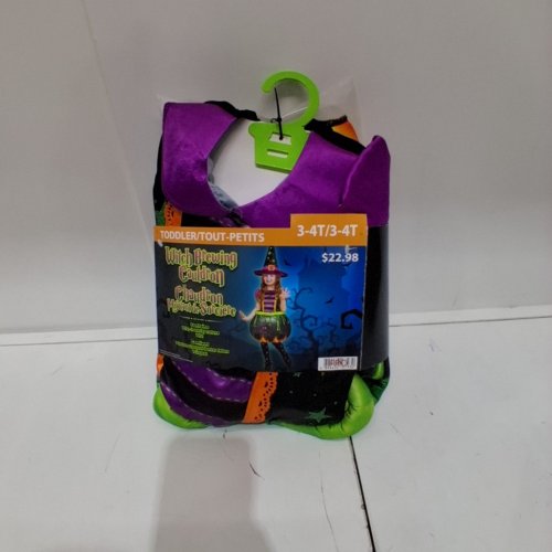 2PC PALAMON TODDLER WITCH BREWING CAULDREN COSTUME - 3-4T - PURPLE GREEN BLACK image 2