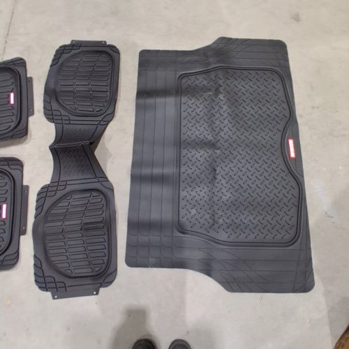 4PC MOTORTREND RUBBER VEHICLE FLOOR MATS LINERS WITH CARGO MAT - BLACK image 4