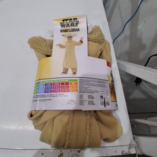 2PC STAR WARS MANDALORIAN GROGU ROBE AND PADDED CHARACTER HEADPIECE SET - 2T - TAN/GREEN image 3