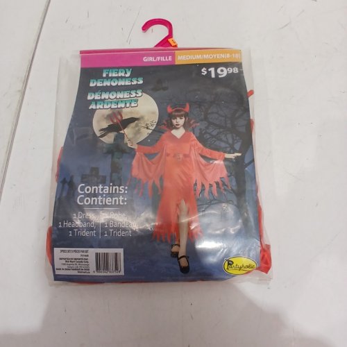 3PC GIRLS PARTYHOLIC FIERY DEMONESS COSTUME - MEDIUM 8-10 - RED (STYLE: 70196) image 2