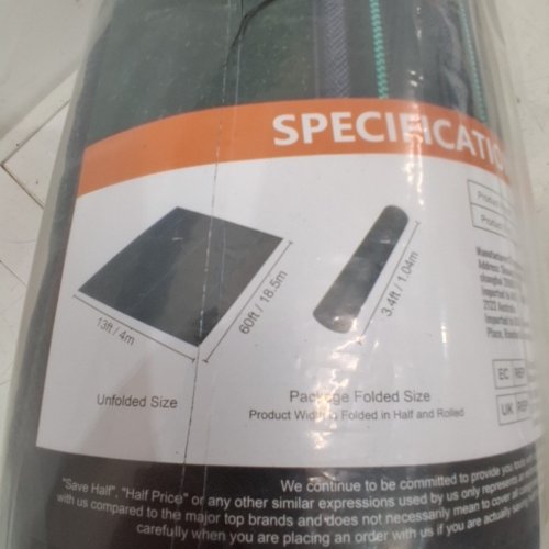 VEVOR PREMIUM HEAVY DUTY WEED CONTROL BARRIER LANDSCAPE FABRIC - 13FT X 60FT - BLACK (MODEL: 13*60FT170) image 3