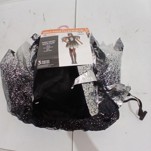 3PC DARK SPARKLE ANGEL COSTUME - MEDIUM 8-10 - BLACK SILVER image 2