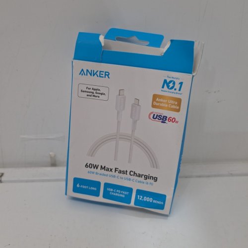 ANKER DURABLE BRAIDED USB-C TO USB-C FAST CHARGING CABLE - 6FT - WHITE (MODEL: A81F6) image 3