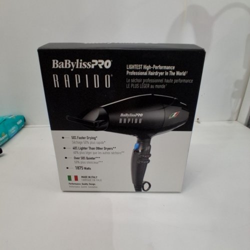 BABYLISSPRO RAPIDO HIGH PERFORMANCE LIGHTWEIGHT HAIR DRYER - BLACK (MODEL: BAB7000C) image 5