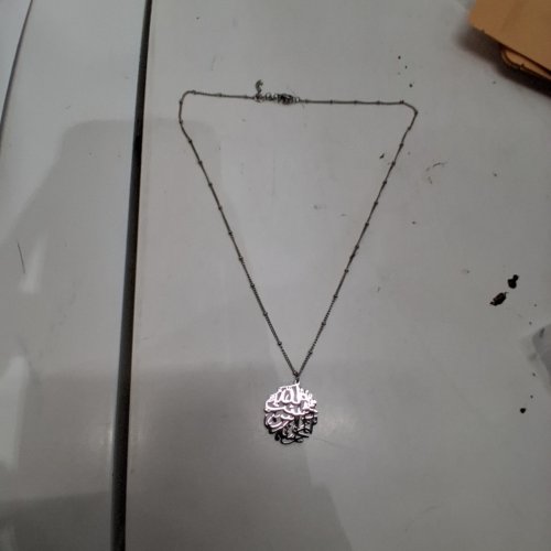 ADULTS SHAHADA ADJUSTABLE PENDANT NECKLACE - 20-22" CHAIN LENGTH/ 24 MM PENDANT - SILVER TONE image 2