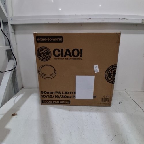 1000PK CIAO! 90 MM PS LIDS FOR 10/12/16/200Z PAPER COFFEE CUPS - WHITE/BLACK image 5