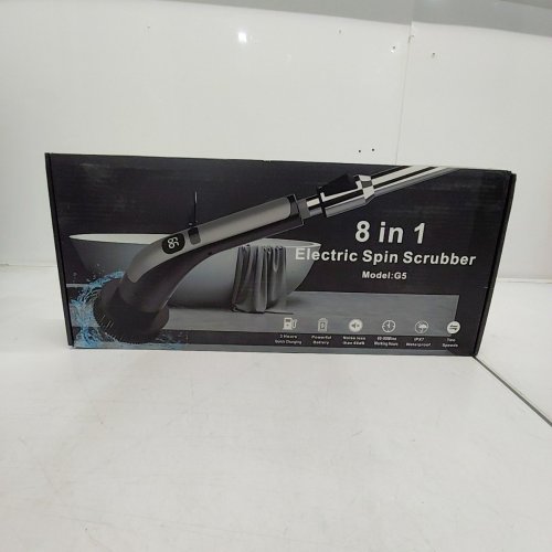 13PC WATERPROOF ELECTRIC SPIN SCRUBBER CLEANING BRUSH WITH 7 REPLACEABLE BRUSH HEADS - BLACK/SILVER (MODEL: G5) image 5