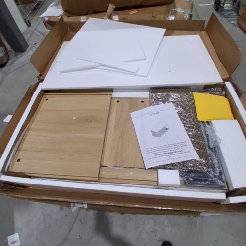 CAT LITTER BOX ENCLOSURE SIDE TABLE WITH SLIDING DOOR & SCRATCH PAD - 37" X 20" X 22" - NATURAL - (MODEL: DE0007YM01A) image 2