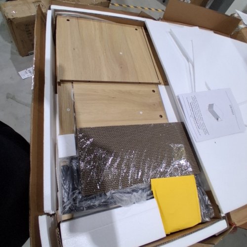 CAT LITTER BOX ENCLOSURE SIDE TABLE WITH SLIDING DOOR & SCRATCH PAD - 37" X 20" X 22" - NATURAL - (MODEL: DE0007YM01A) image 4
