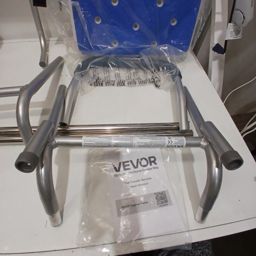VEVOR ADJUSTABLE NON-SLIP SLIDING ROTATING BATH TUB TRANSFER BENCH CHAIR - 400LB MAX LOAD - 21" TO 27" SEAT HEIGHT - WHITE/BLUE (MODEL: FBL650329) image 3