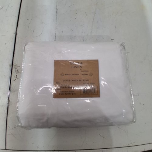 3PC FABSTYLE LOFT AND LINEN COTTON DUVET COVER SET - SIZE KING - WHITE - (MODEL:31799) image 2