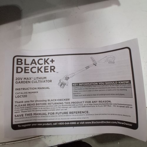 BLACK+DECKER 20-VOLT LITHIUM-ION CORDLESS GARDEN CULTIVATOR/TILLER - (MODEL:LGC120) image 5