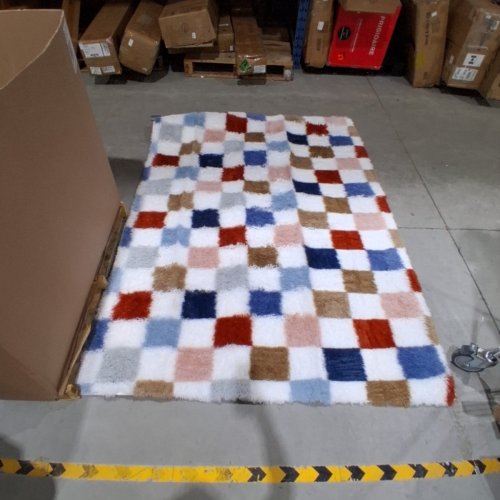BERTHMEER LIVING ROOM SHAG AREA RUG- 7FT X 5FT - GEOMETRIC MULTICOLOR image 3