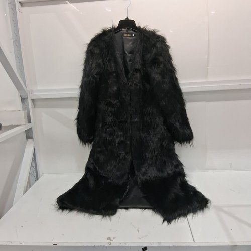 WOMEN'S ALXIRUI LONG FAUX FUR COAT - SMALL - BLACK image 2