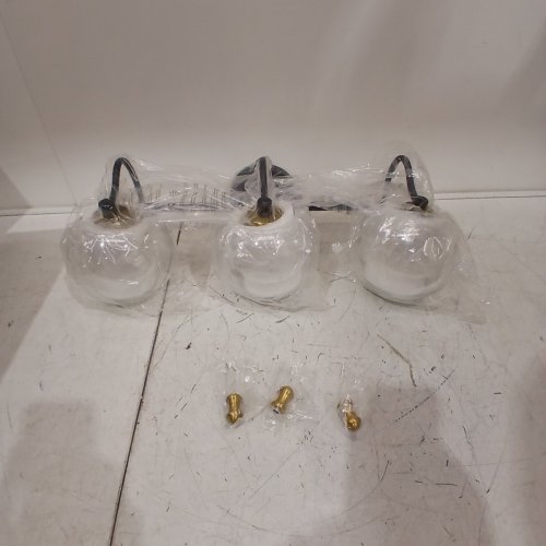 ZEVNI HEDDA 3-LIGHT VANITY LIGHT FIXTURE WITH FISH BOWL SHADES, 15"W - BLACK/BRASS (MODEL: 1797-3-BG) image 3