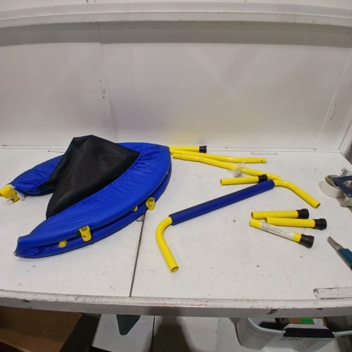 FOLDABLE TRAMPOLINE WITH HANDLE RAIL - 3FT - BLUE/YELLOW (MODEL: TX-B6232D-36IN) image 2