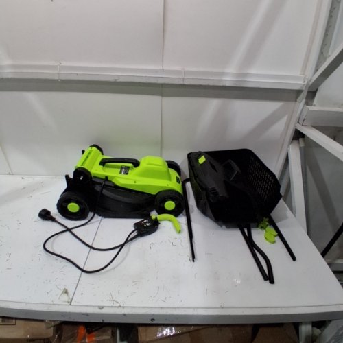 STEELITE CORDED ELECTRIC LAWN MOWER WITH 5-POSITION HEIGHT ADJUSTMENT-14"- 1300W WITH 30L GRASS COLLECTION BAG-GREEN/BLACK-(MODEL:DG596) image 3