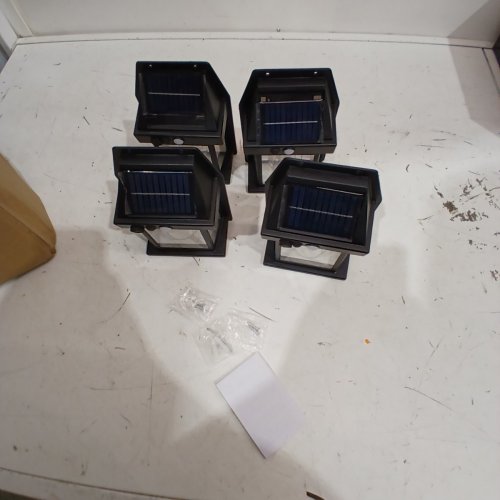 4PK SOLAR PANEL WALL MOUNTED MOTION SENSOR PORCH LIGHTS - BLACK/CLEAR image 3
