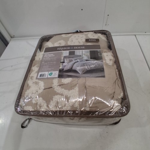 3PC HARBOR HOUSE SUZANNA DUVET COVER - KING - TAUPE image 2