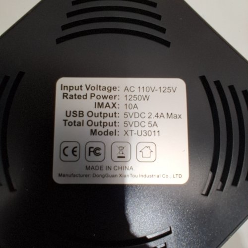 PASSUS LONG TOWER 12 PORT SURGE PROTECTOR POWER BAR WITH NIGHT LIGHT & 5 USB PORTS - 10FT - BLACK image 4