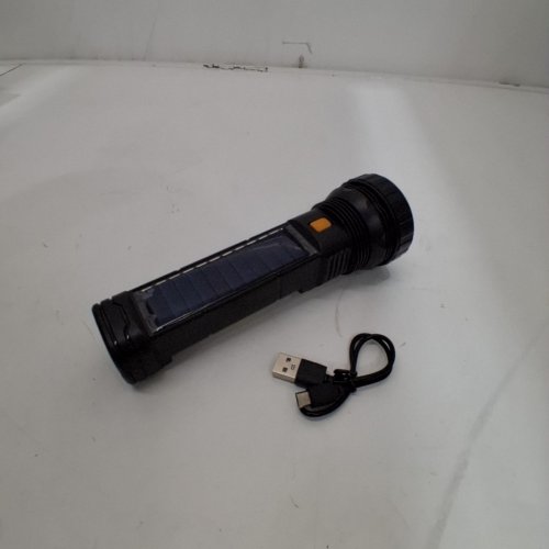 DARUI STAR LED FLASHLIGHT WITH BUILT-IN POWER BANK AND SOLAR CHARGING - 1200 MAH - BLACK (MODEL: YF-1128) image 3