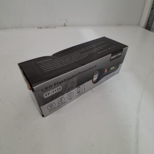 DARUI STAR LED FLASHLIGHT WITH BUILT-IN POWER BANK AND SOLAR CHARGING - 1200 MAH - BLACK (MODEL: YF-1128) image 4