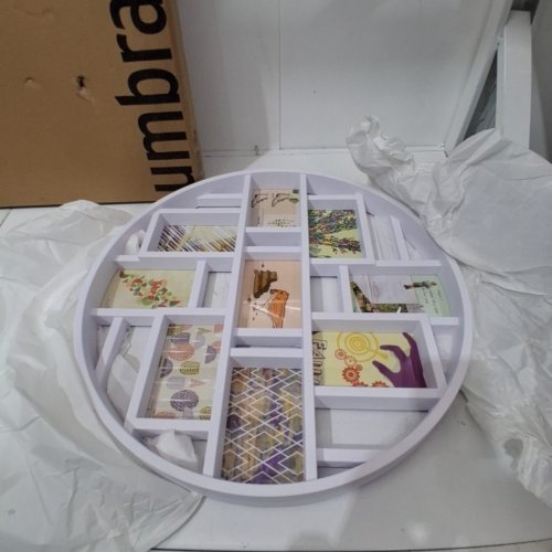 UMBRA LUNA ROUND PICTURE FRAME FOR NINE 4"X6" PHOTOS, COLLAGE & WALL DECOR- 22" - WHITE (MODEL: 311120-660-REM) image 2