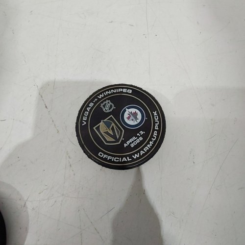 NHL OFFICIAL VEGAS GOLDEN KNIGHTS VS WINNIPEG JETS APRIL 13 2026 WARM-UP PUCK - BLACK image 2