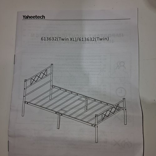 YAHEETECH METAL PLATFORM BED FRAME HEAD AND FOOTBOARD - TWIN - WHITE (MODEL: 613632) image 2