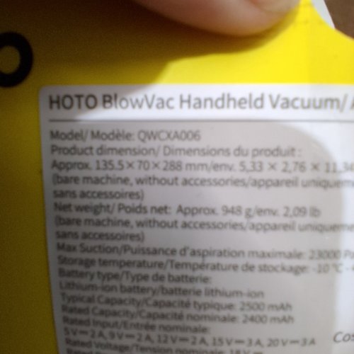HOTO PORTABLE HANDHELD VACUUM/ BLOWER WITH PREMIUM CASE - BLACK (MODEL: QWCQA006) image 3